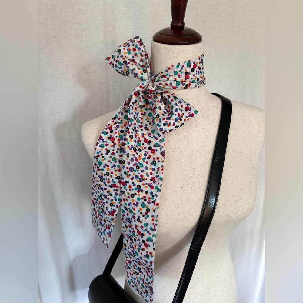 Vintage hand made silk polkadot scarf/twilly multiple purpose piece!